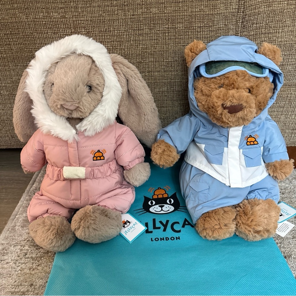 Jellycat  Bundle Bashful Bunny 'Snow Suit' +Bartholomew Bear 'Snow Suit NWT